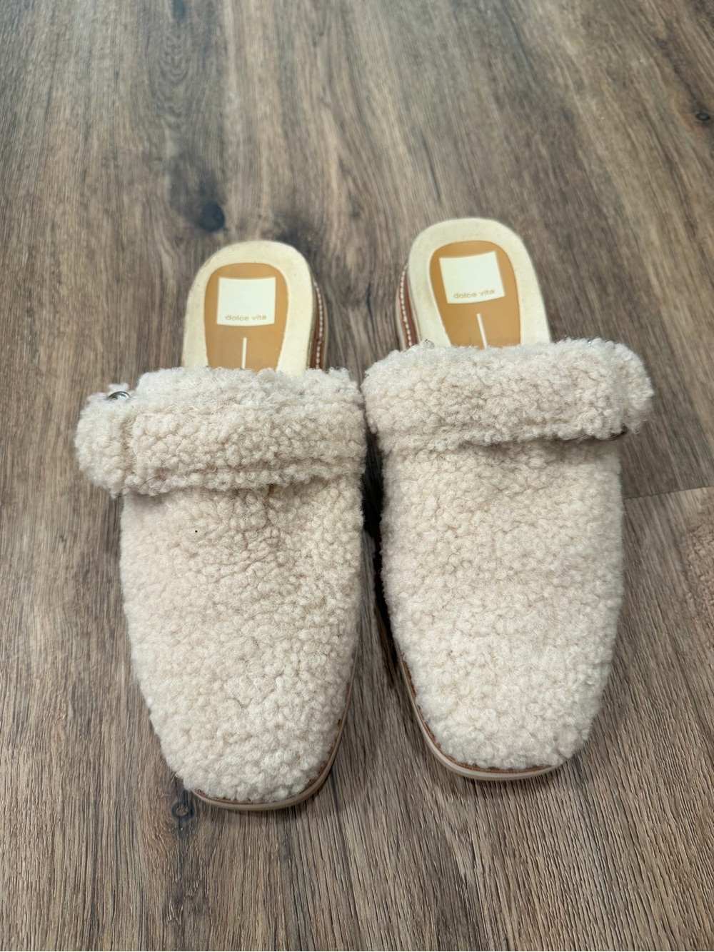 Dolce Vita Cream Sherpa Mule Slides
